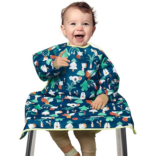 Bavoir à Manches Longues, Bavoir Imperméable Anti-Saleté Pour Tout-Petits Bavoir Doux Pour Bébé Pour Manger Pour Alimentation Dentition Ou Sevrage, Lavable En Machine