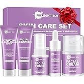 Skin Care Set, 5PCS Hydrate Moisturize Skin Care for Teens Women,Gentle Skincare Gift Set with Facial Mask,Cleanser,Toner,Serum,Face Cream Travel-friendly Face Care Stocking Stuffers Women Teens