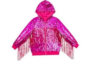 CHENBAO Tessel Girls Sequin Jackets Kids Boys Bomber Hoodie Jacket Zip Up Coat Sparkle Outwear Birthday Clothes