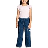 AEROPOSTALE Girls Pants Set - 2 Piece All Over Print Graphic Tee and Denim Cargo Pants - Casual Outfit for Girls (7-12)