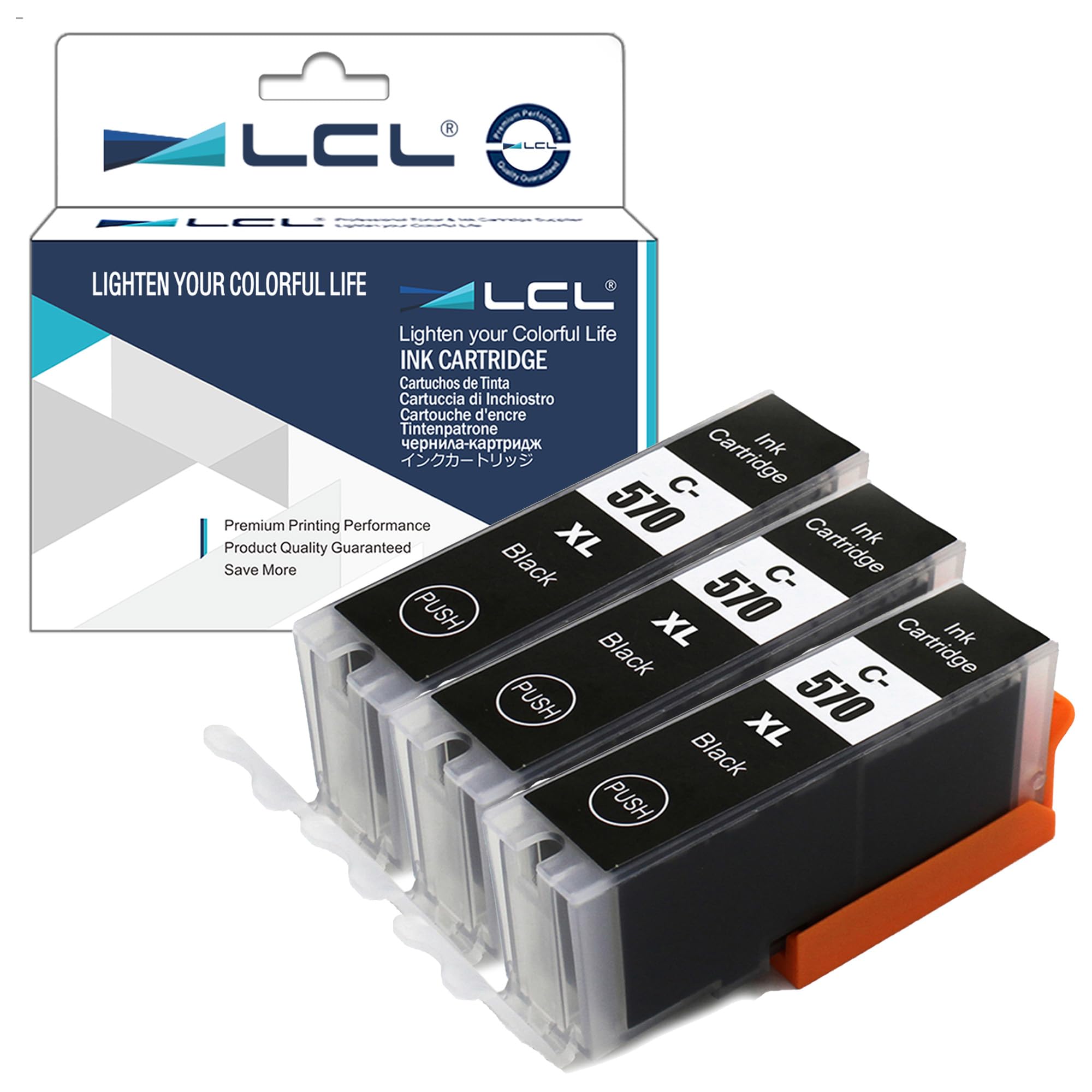 LCL PGI-570XL Ink Cartridge Replacement for Canon PGI-570 PGBK PGI-570XL PGI-570XLBK Canon PIXMA MG5750 MG5751 MG5752 MG5753 MG7750 MG7751 MG7752 MG7753 TS5050 TS5051 TS5053 TS5055 (3 PGBK)
