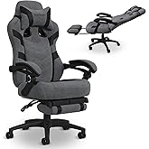 Respawn 110 Pro Ergonomic Gaming Chair with Footrest for Adults - Comfortable Office Gaming Recliner with Lumbar Support and Headrest, Racing Style Video Game Chairs for Computer Gamer - Gray Fabric