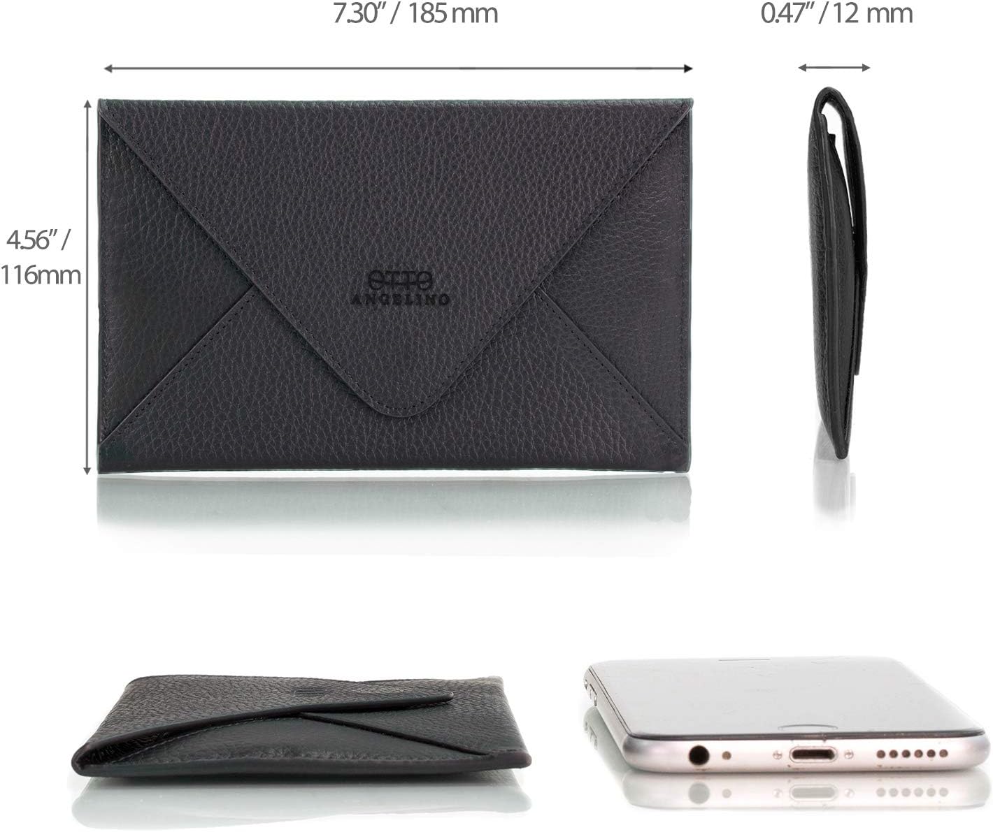 Otto Angelino Slim Genuine Leather Wallet Clutch - Multiple Slots Money, ID, Cards, Smartphone, RFID Blocking - Unisex - Image 3
