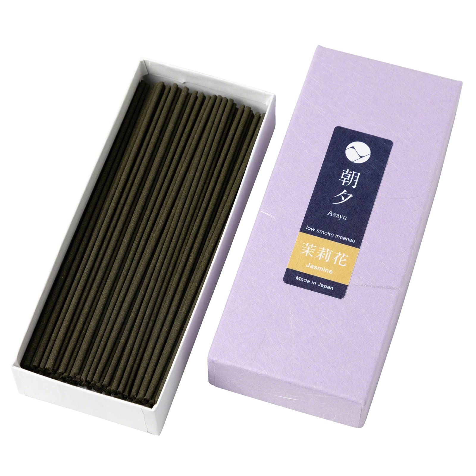Asayu Japanese Low Smoke Incense Sticks Jasmine Scent - ca. 80 sticks, 40g (1.41oz) - Made in Japan Quality - Enjoy our Jasmine Scent in the Morning or in the Evening