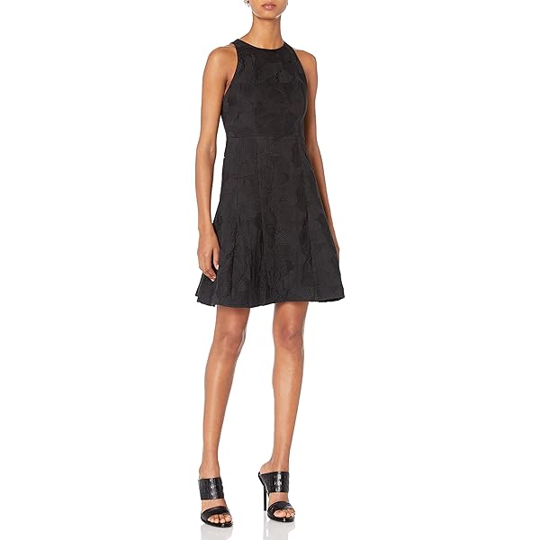 Halston Heritage Women's Fit and Flare Cold Shoulder Dress, Black, 4 at Amazon Women's Clothing store Halston Heritage Women's Fit and Flare Cold Shoulder Dress, Black, 4 at Amazon Women's Clothing store