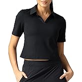Colorfulkoala Sorona Women's Short Sleeve Golf Polo Shirts Collared V Neck Quick Dry Tennis Workout Tops Moisture Wicking