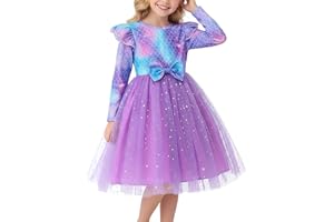 JiAmy Toddler Girls Party Dresses Long Sleeve Ruffle Kids Tutu Tulle Lovely Dresses for Children Fall Outfits Clothes 2-7Y