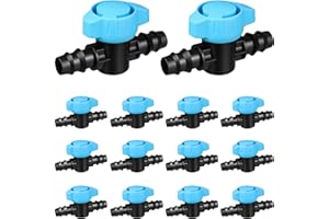 JAYEE 14 Pcs Drip Irrigation Fittings Switch Valve 1/2 Inch, In-Line Barbed Switch Valve For 1/2 Inch Drip Tubing (.570-.620" ID), Shut-Off/On Drip Line Parts For Garden Sprinkler Systems
