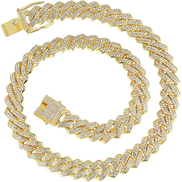 アクセサリー High Quality Miami Cuban Chain Iced Out Xikui Cuban Chain Necklaces, Iced Out Miami Bling Rhinestone