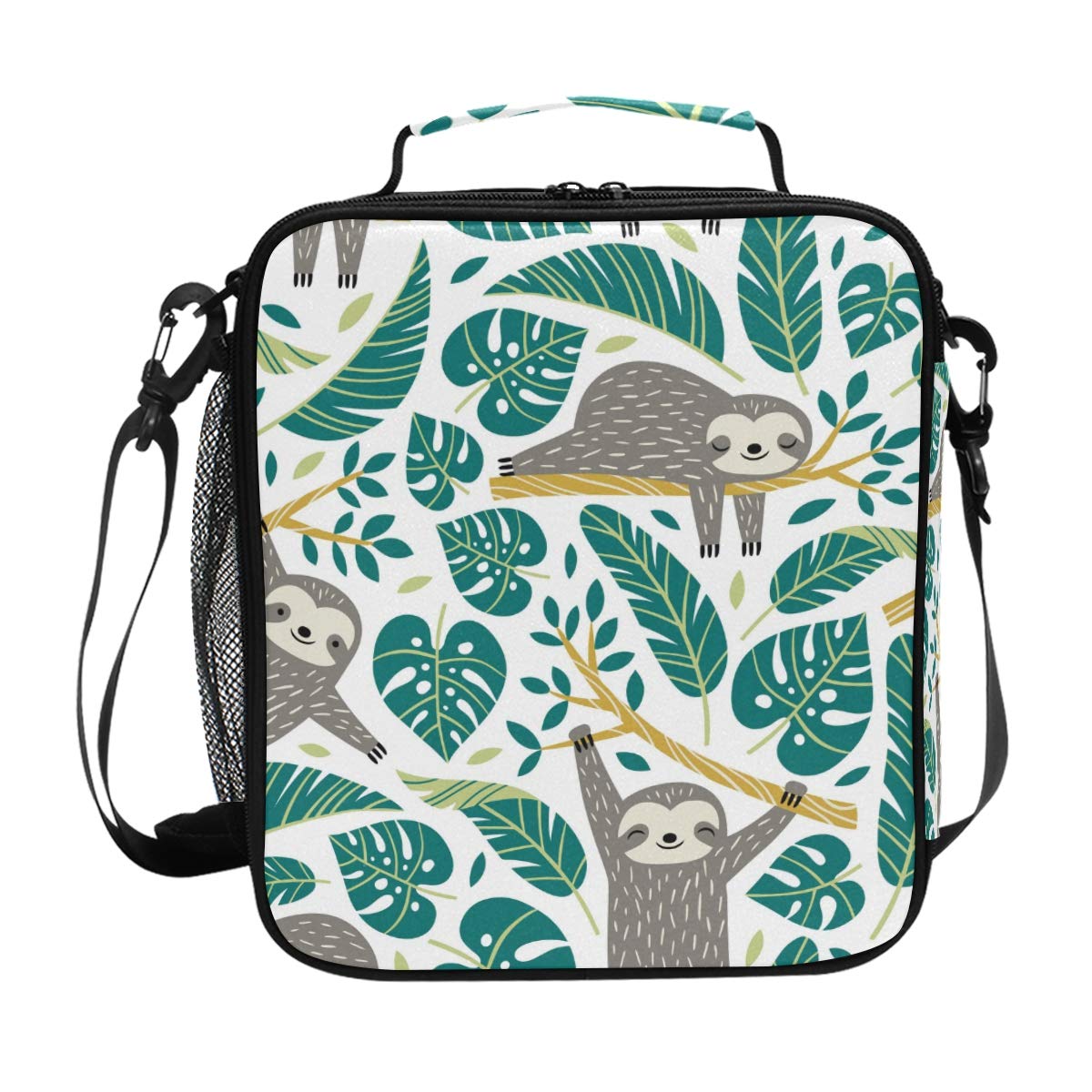 FFY Go Cute Lunch Box Sloth Insulated Lunch Bags Cute Large Lunch Tote Bag Cool Freezable Lunch Tote 5L with Shoulder Strap for Kids Girls Women
