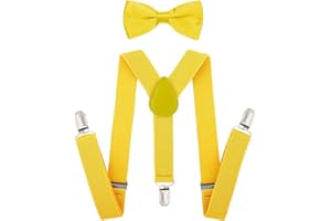 Kanfouaela Kid's Suspenders and Bowtie Set - Fits Child Boys & Girls, 6 Months to 7 Years, Perfect for Daily Wear & Events
