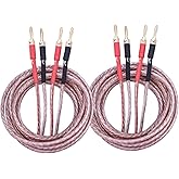 WFPOWER 13 AWG Banana Speaker Wire Cable, 3m 1 Pair HiFi Speaker Cable with Gold-Plated Banana Tip Plugs, Banana Plug Male to