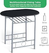 Yaheetech 3 Piece Dining Table & Chairs Set Compact Kitchen Balcony Black view 7