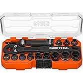 Klein Tools 65400 KNECT 15-Piece Pass Through Socket Set, SAE Impact Set with MODbox Case, Sockets, Bits, Accessories and 3/8-Inch Drive Adapter