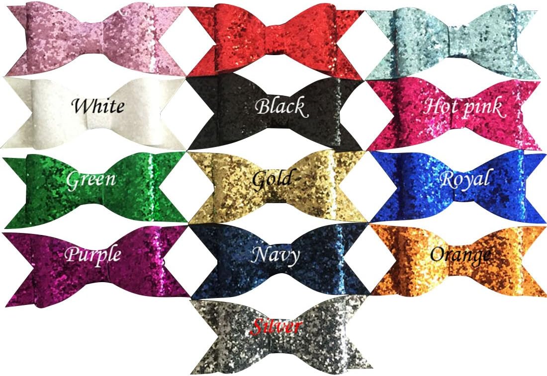 Yazon 14pcs 2.8 inch Layered Glitter Bows with Clips Baby Glitter Hair Bows Clips Kis Hair Bows with Clips Mix 14 Color ¡­