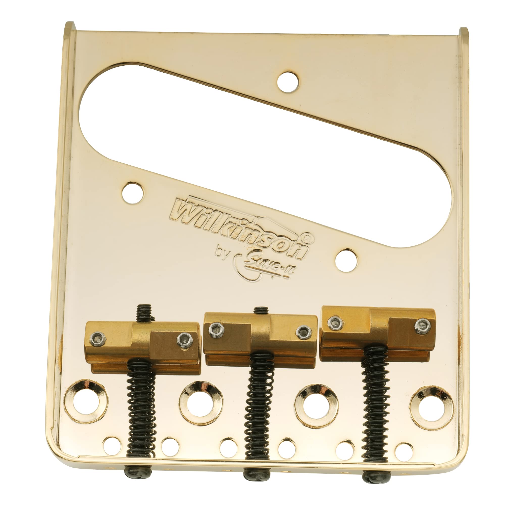 Wilkinson WTB Ashtray Brass Compensated 3-Saddles Telecaster Bridge for Tele Guitar, Gold