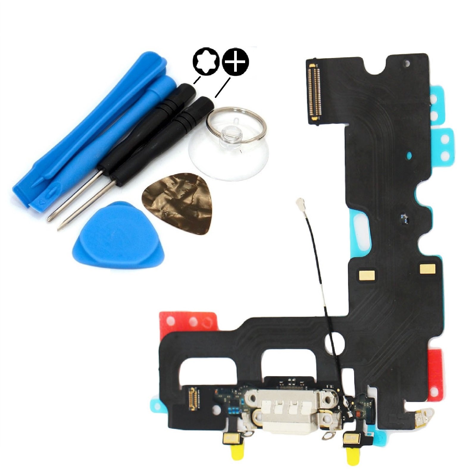 iReplaceParts Charging Port For iPhone 7 (4.7") Dock Connector White Replacement With Lower Microphone & Cellular Antenna 821-00270-A