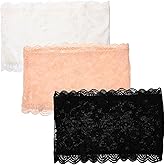 Tinksky 3pcs Women's Floral Lace Stretchy Strapless See Through Bandeau Tube Top with Bra - Size M.