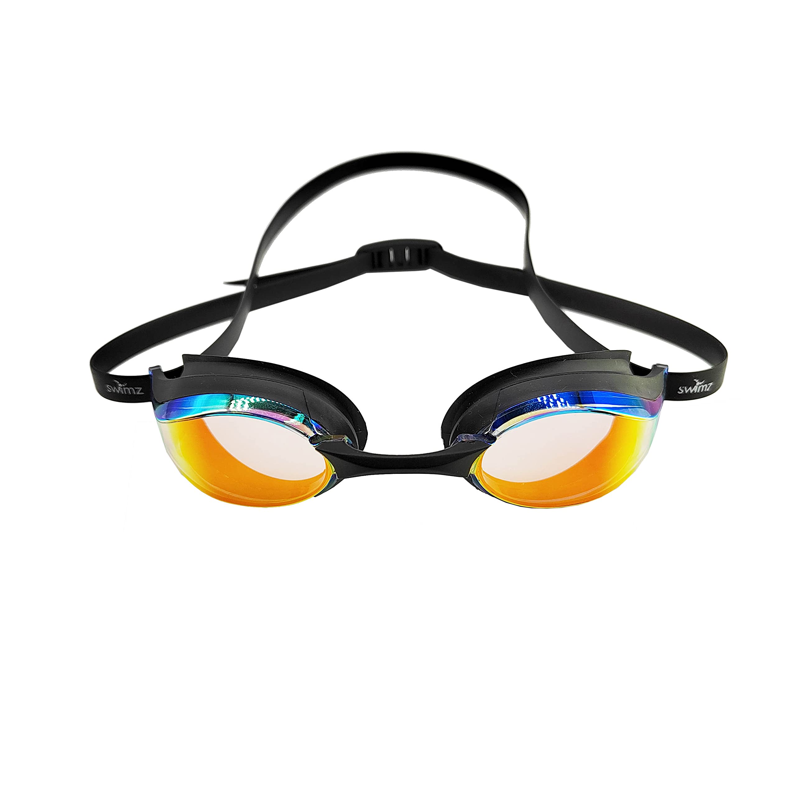 Swimz Vortex Mirrored Swimming Goggle - Low profile training & racing swimming goggles (Black/Smoke/Red)