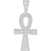 Jewels By Lux Sterling Silver Unisex CZ Ankh Cross Religious Charm Pendant