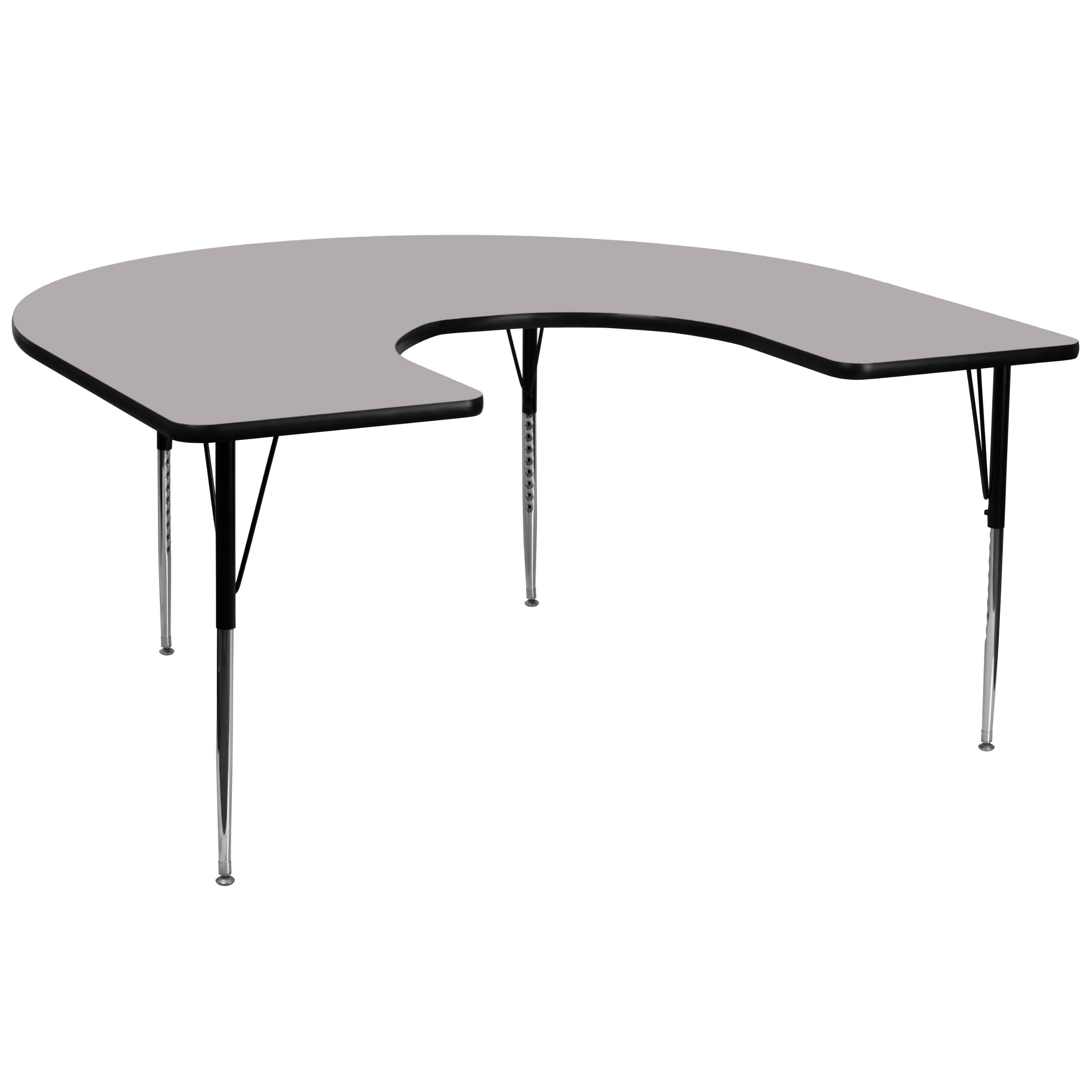 Flash Furniture 60''W x 66''L Horseshoe Grey Thermal Laminate Activity Table - Standard Height Adjustable Legs (TOP ONLY- CHECK WITH CUSTOMER SERVICE FOR LEGS)