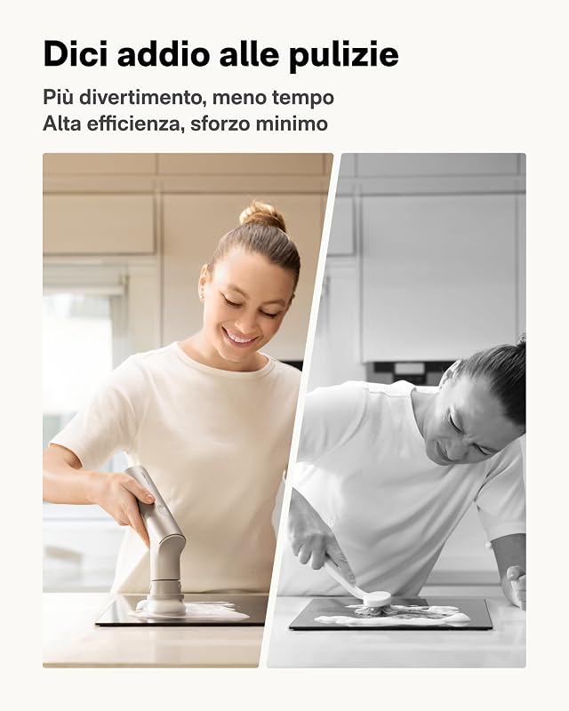 Scrubber elettrico a rotazione IPX7, spazzola per la pulizia del bagno senza fili, con 9 testine per cucina, lavello, bagno, doccia, piastrelle