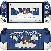 playvital Good Night Bear Dockable Case for Nintendo Switch 2 with Stand | Split Design Silicone Joycon Grips, PC Console Hard Shell, 2 Joystick Caps | Cute Protective Cover Bundle – Midnight Blue