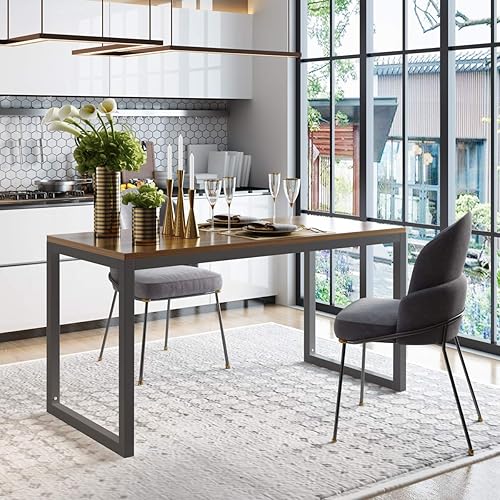 Decok 55 Inch Modern Dining Table,Kitchen Table for Dining Room with Metal Frame, Industrial Style, Study Table for Home Office