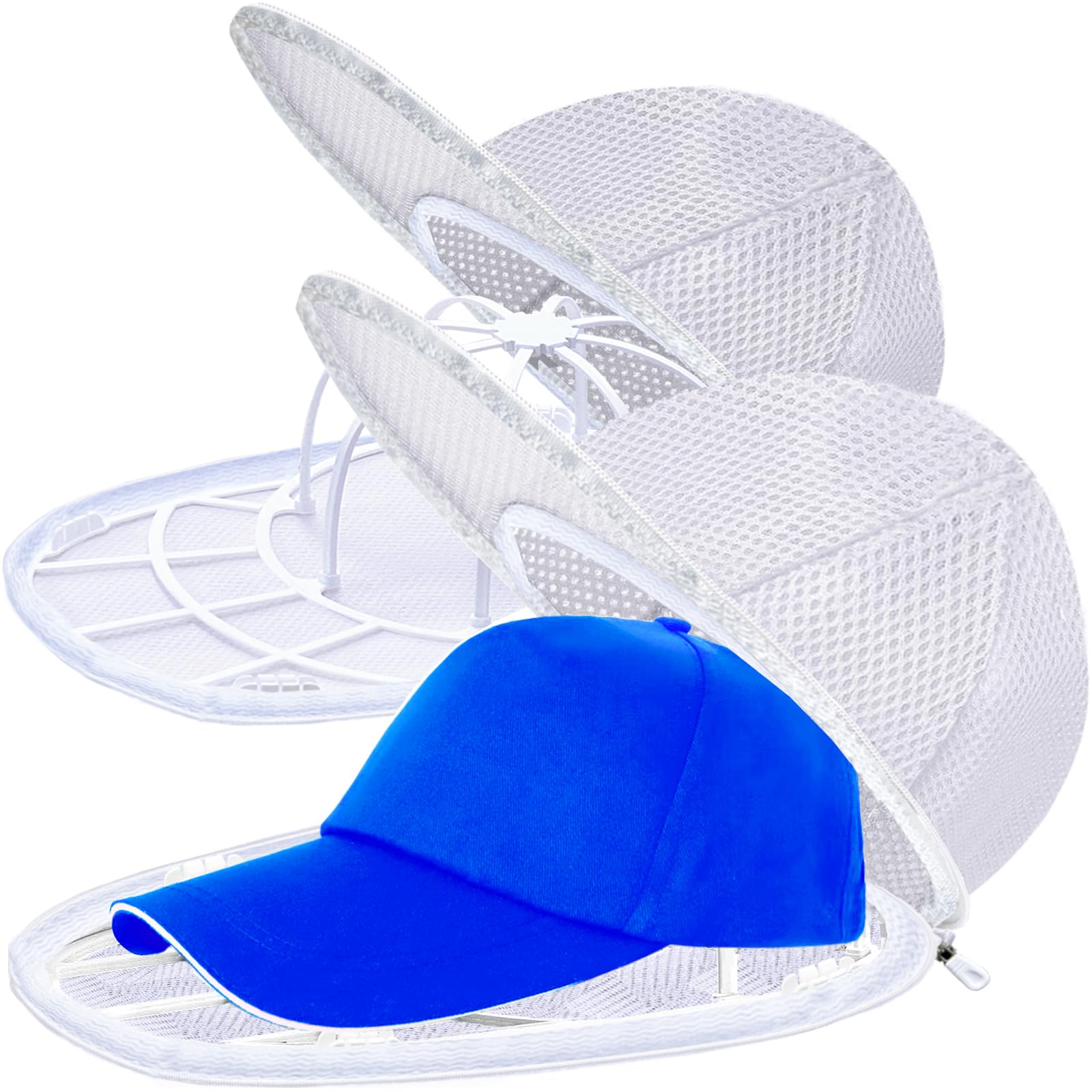 Photo 1 of MCHKJ Hat Washer Cage for Baseball Caps for Washing Machine or Dishwasher, Washer for baseball caps with Mesh Bags, Hat Cleaner/Cleaning Protector Cage (2 Pack White)