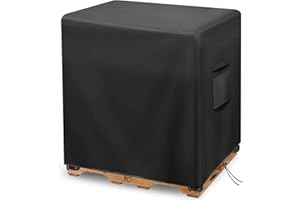 MRWIZMS 600D Heavy Duty Black Pallet Cover | Pallet Covers Fits Large Pallets Up to 48" x 60" x 48" | Waterproof,Weather Resistant, Rip-Proof, Anti-UV, with Adjustable Velcro Strap