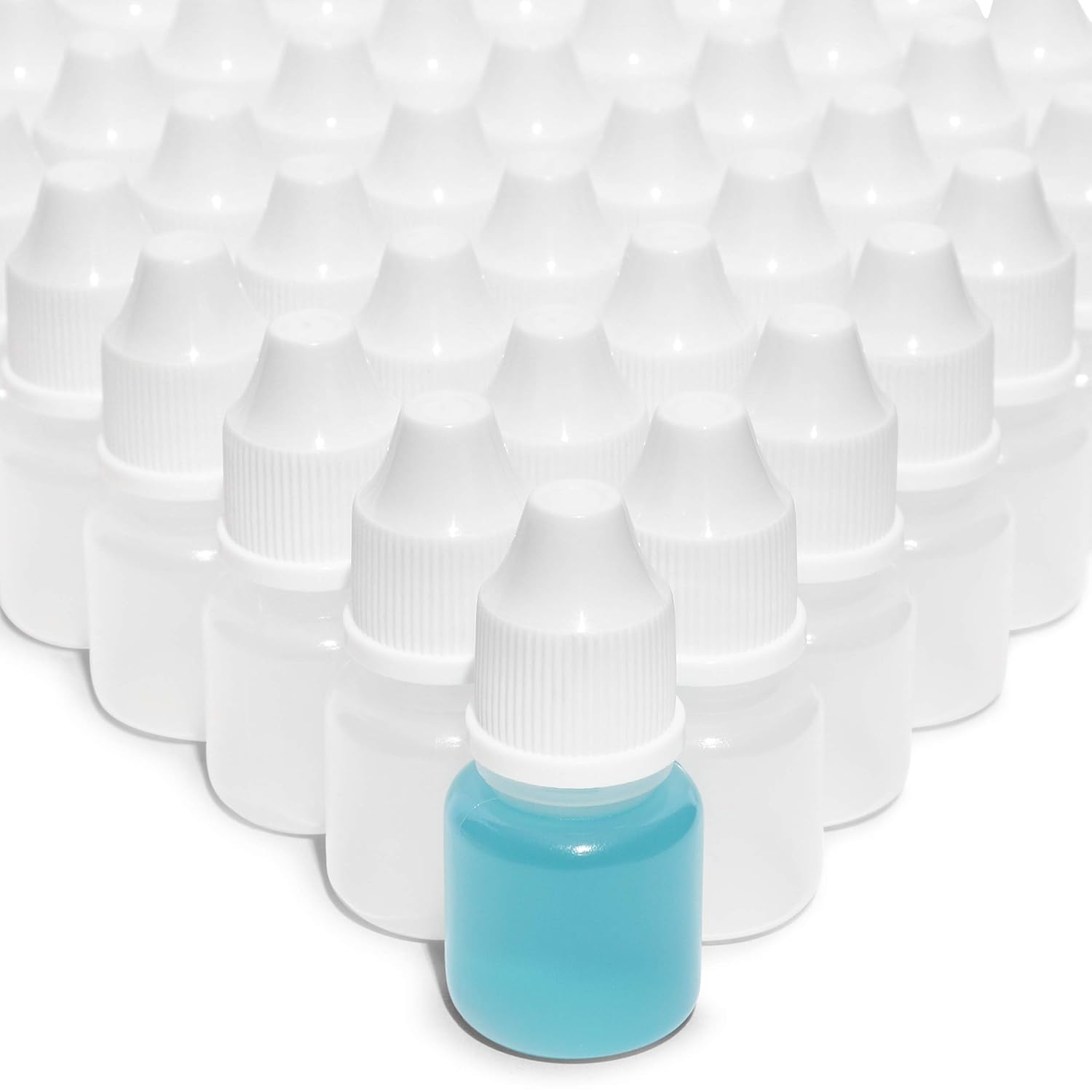 Liquid Dropper Bottles with Cap (5ml, White, 50 Pack)