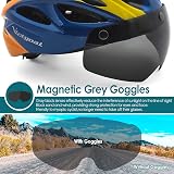 Victgoal Adults Bike Helmet with Magnetic Goggles Visor and LED Rear Light view 3