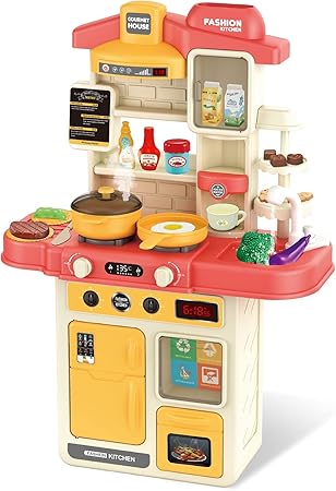 Amazon Cute Stone おままごと キッチンセット 黒板付き リアル噴霧 水循環 室内遊び 室内ゲーム 水蒸気 40点セット ごっこ遊び リアル料理音 収納可 Diy 親子遊び 豪華セット 調理器具 野菜切れ おままごとセット 男の子 女の子 誕生日 クリスマス プレゼント ギフト