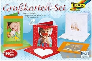 folia 10019 - Grußkarten Set, 190 Teile, mit Passepartoutkarten, Kuverts und Material zum Verzieren