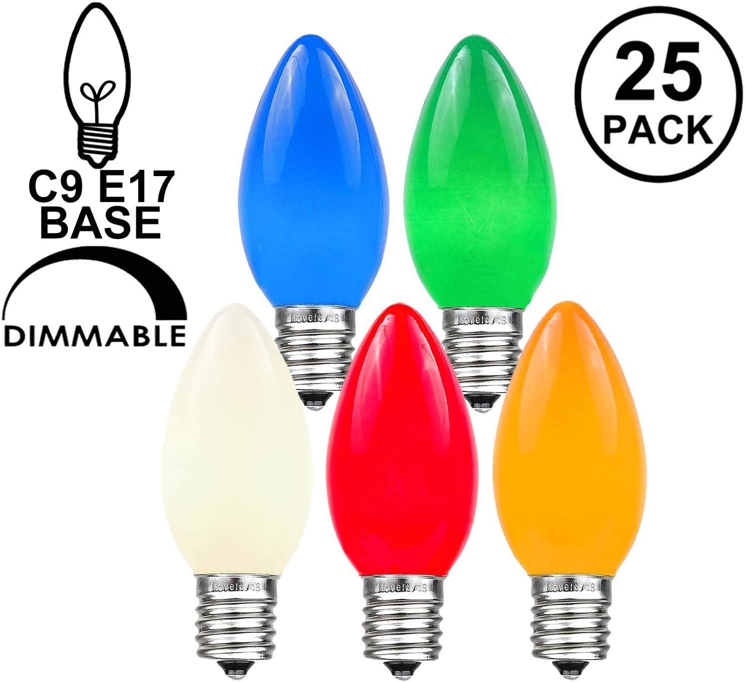 10 GE Color Effects RGB LED C9 Replacement Bulbs With Green Base
