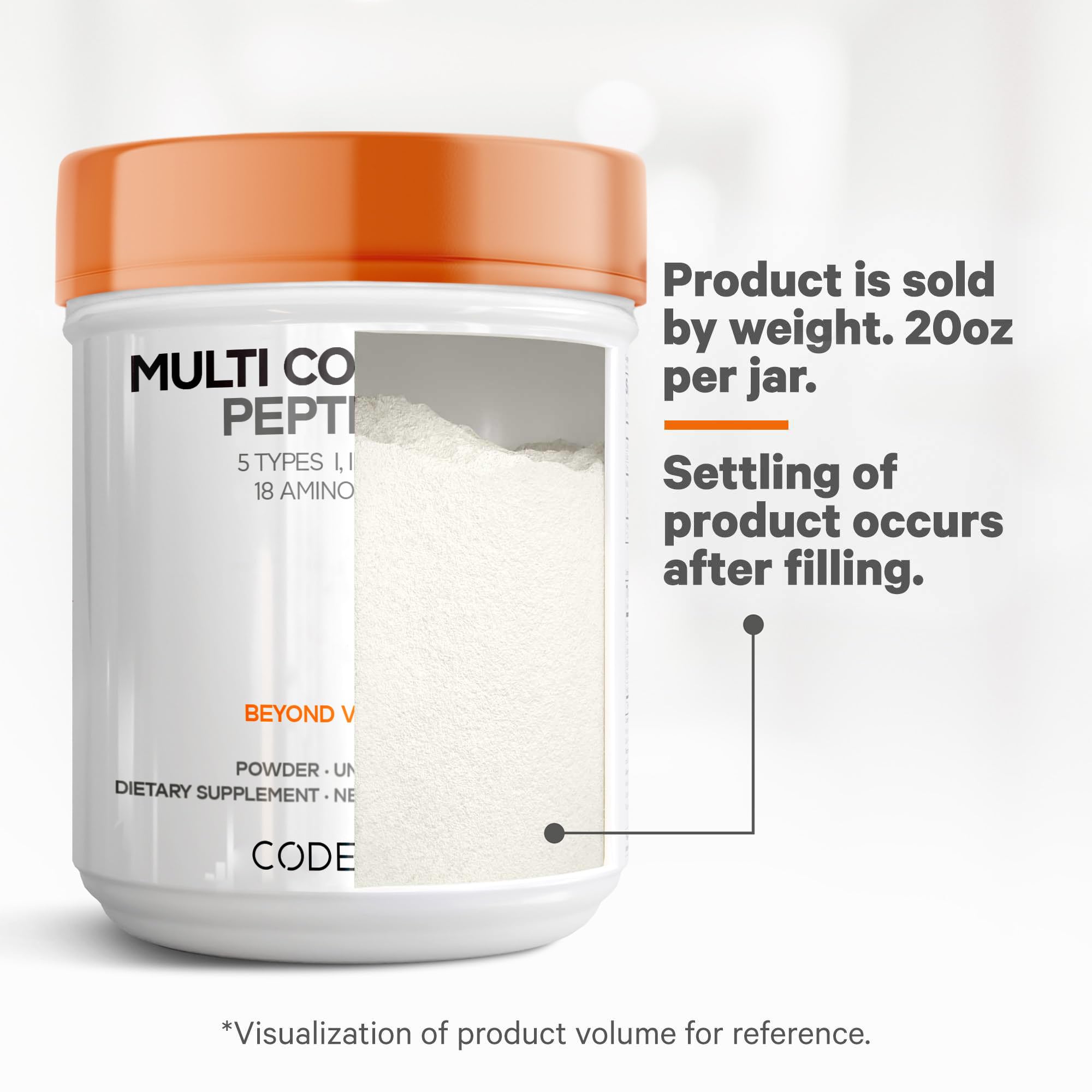 Codeage Multi Collagen Protein Powder Peptides, Hydrolyzed Collagen for Women & Men, Collagen Supplements, Grass Fed Bone Broth, 2-Month Supply, Unflavored, Type 1, 2, 3, 5 & 10, Non-GMO - 20 OZ