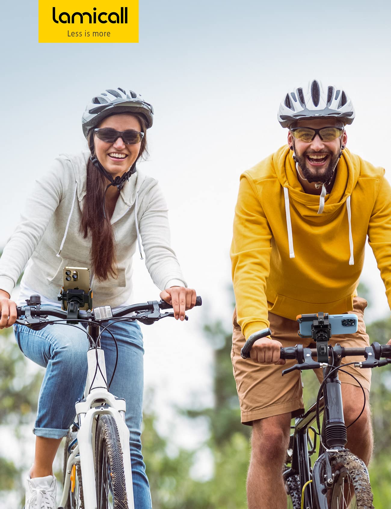 Lamicall Motorcycle Phone Mount Holder - [Camera Friendly] [1s Lock] Bike Phone Holder Handlebar Clamp, Bicycle Scooter Phone Clip, for iPhone Air, 17, 16, 15 Pro Max, Galaxy, 4.7-7