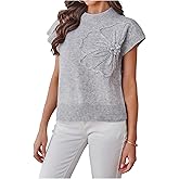 MakeMeChic Women's Floral Knitted Vest Top Sleeveless Pullover Sweater Vest