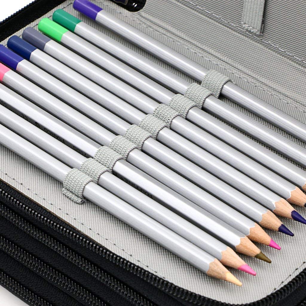 Buntstifte Federmäppchen, SmileStar 72 PU Leder Mäppchen Stationary Pouch für Prismacolor Aquarellstifte, Crayola Buntstifte, Marco Buntstifte, Polychromos Buntstifte