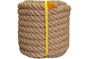 YUZENET Twisted Manila Rope Jute Rope (1.5 Inch x 50 Feet) Natural Thick Hemp Rope for Docks, Railings, Climbing, Landscaping, Decorating