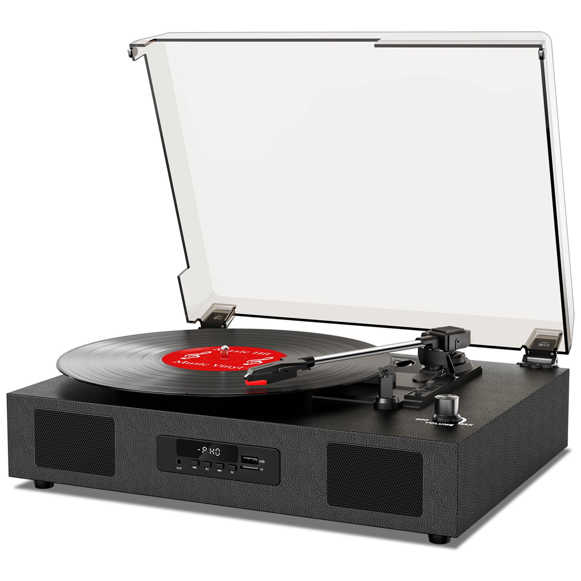 View 1 of ***MISSING PARTS***
Vinyl Record Player with Speakers, Belt-Drive 3 Speed Vintage Bluetooth Turntable, USB Recording, AUX-in & RCA Line Out LP Player, Black