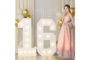Bugame 4FT 16 Marquee Numbers, Big 16 Light Up Numbers for 16th Birthday Decorations Warm Light Sweet 16 Party Decorations for Anniversary Party Decor