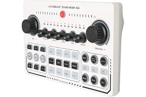 X50 Live Sound Card, Mini Sound Mixer Board, Stereo DJ Studio Voice Changer Sound Card with 12 Sound Effects, Audio Mixer for