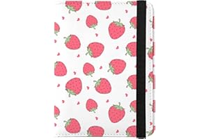 GABraden Cute Passport Holder and Holder Combo Passport Cover with RFID Blocking Women Men Compatible Wallet Credit Card Protector (Pink Strawberry)