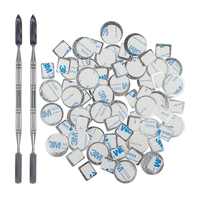 70Pcs Metal Stickers for magnetic palette, DanziX Palette Empty Eyeshadow Makeup Palette + 2 Depotting Spatula (35Pcs Round + 35Pcs Square)