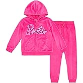 Barbie Velour Matching Family Zip Up Hoodie Pants Outfit Set Newborn to Adult Sizes (Newborn - 2XL)