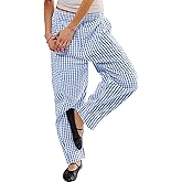 YKR Plaid Pants for Women Gingham Lounge Wide Leg Low Waist Pajama Pants Elastic Waist Trousers with Pocket