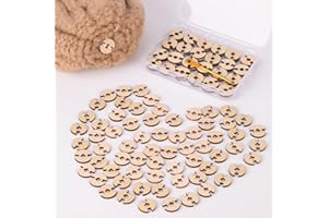 YeyeCyrilze Removable Wooden Pom Poms Buttons, 100 Pcs Faux Fur Pom Poms Keepers on Handmade Beanies, Hat Pom Pom Holder, Knitted Hat Making Fastener Tool, Pompom Holders for Knit Beanies and Toques