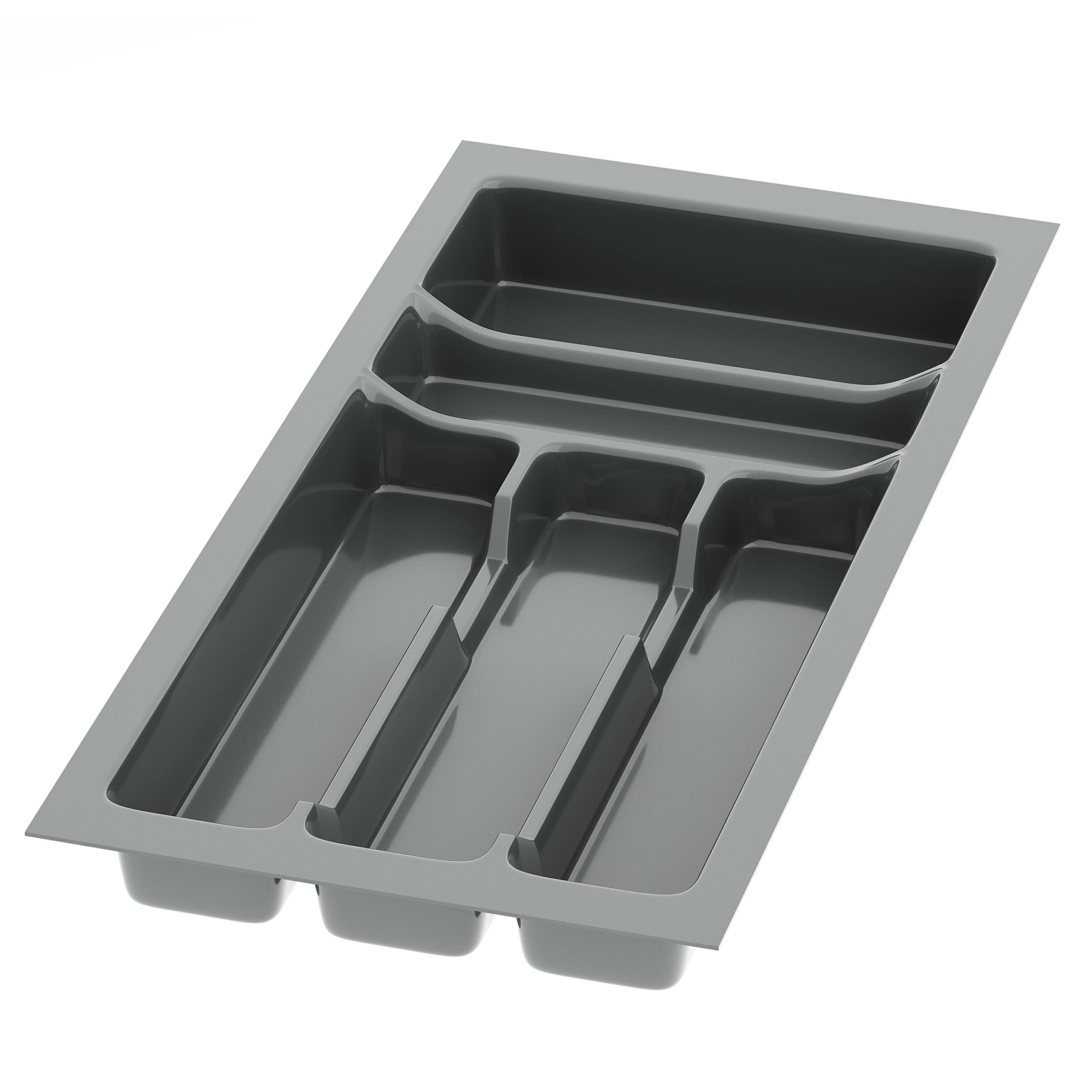 sossai® Divio Cutlery Tray for 30 cm Drawers, 23 x 49 cm (Width x Depth), Can Be Cut To Size, 5 Compartments, Colour: Anthracite, Cutlery Tray Organiser System