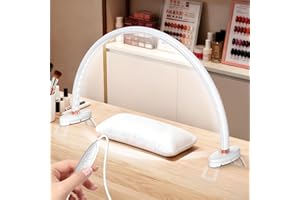 Yokilly Arc Half Moon Light: 20" Half Moon Light with Foldable Bracket for Desk Salon Table Use - No Flicker & Shadow-Free De